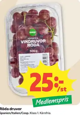 Coop Konsum Coop vindruvor röda erbjuda