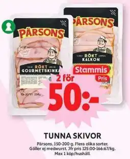 ICA Maxi Pärsons tunna skivor erbjuda