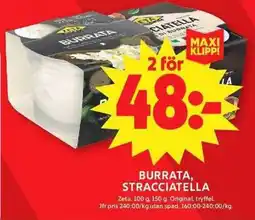 ICA Maxi Zeta burrata, stracciatella erbjuda