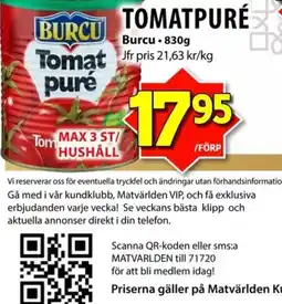 Matvärlden Tensta Burcu tomatpuré erbjuda