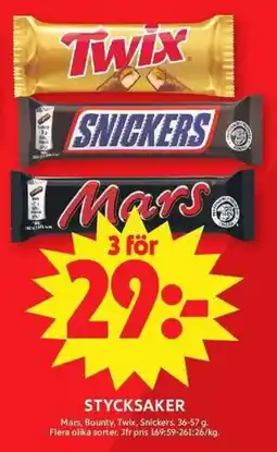 ICA Maxi Mars, Bounty, Twix, Snickers erbjuda