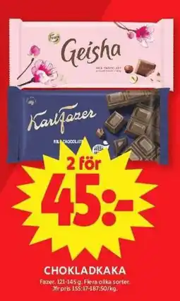ICA Maxi Fazer chokladkaka erbjuda