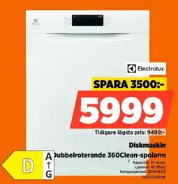 Power Electrolux diskmaskin dubbelroterande 360clean-spolar erbjuda