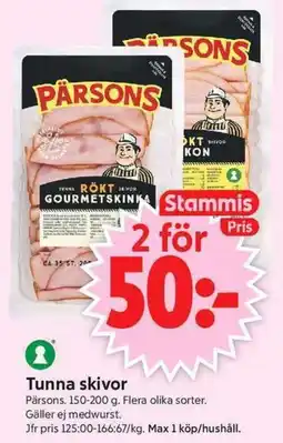 ICA Supermarket Pärsons tunna skivor erbjuda