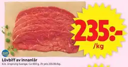 ICA Supermarket Lövbiff av innanlår erbjuda