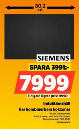Power Siemens induktionshäll erbjuda