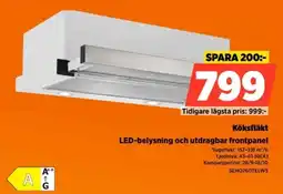 Power Köksfläkt LED-belysning och utdragbar frontpanel erbjuda