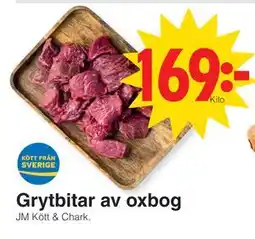 Matöppet Grytbitar av oxbog erbjuda