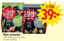 Matöppet Rye snacks erbjuda
