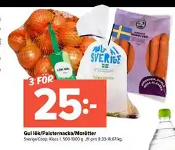 Coop Extra Gul lök/Palsternacka/Morötter erbjuda