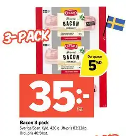 Coop Extra Bacon 3-pack erbjuda