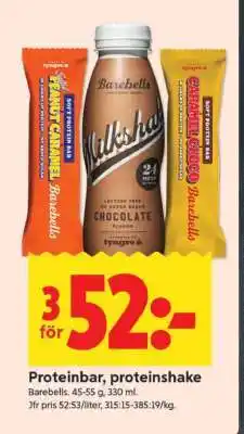 ICA Supermarket Barebells Proteinbar, Proteinshake erbjuda