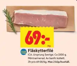 ICA Supermarket FLÄSKYTTERFILÉ erbjuda