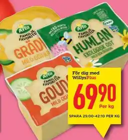 Willys Arla familjefavoriter ost erbjuda