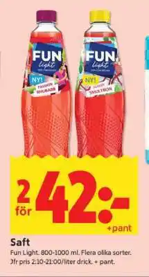 ICA Supermarket Fun Light Saft erbjuda