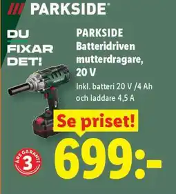 Lidl PARKSIDE Batteridriven mutterdragare, 20 V erbjuda