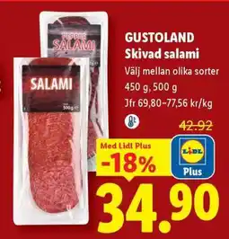 Lidl GUSTOLAND Skivad salami erbjuda