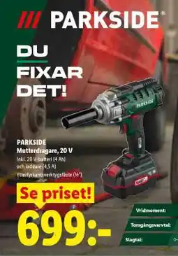 Lidl PARKSIDE Mutterdragare, 20 V erbjuda