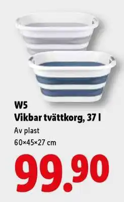 Lidl W5 Vikbar tvättkorg, 37 l erbjuda