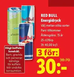 Lidl Red Bull energidryck erbjuda
