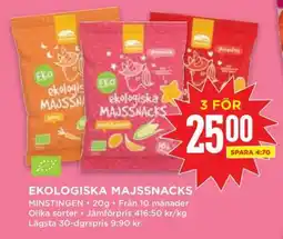 Willys EKOLOGISKA MAJSSNACKS erbjuda