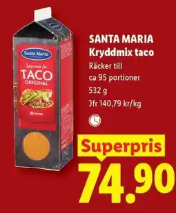 Lidl Santa Maria Kryddmix taco erbjuda