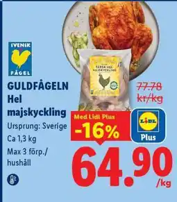 Lidl Guldfågeln Hel majskyckling erbjuda