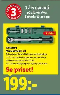 Lidl PARKSIDE Momentnyckel, set erbjuda