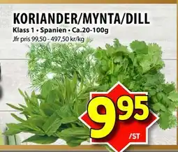 Matvärlden Tensta KORIANDER/MYNTA/DILL erbjuda