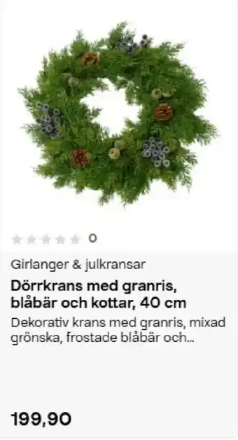 Girlander & julkransar Dörrkrans med granris, blåbär och kottar