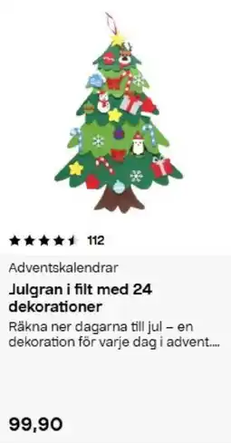 Clas Ohlson Julgran i filt med 24 dekorationer erbjuda