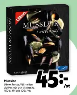 Stora Coop Ullmo musslor i vitvinssås erbjuda