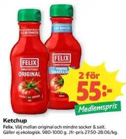 Coop Felix ketchup erbjuda