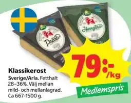 Stora Coop Arla Klassikerost erbjuda