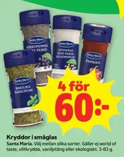 Stora Coop Santa Maria kryddor i småglas erbjuda