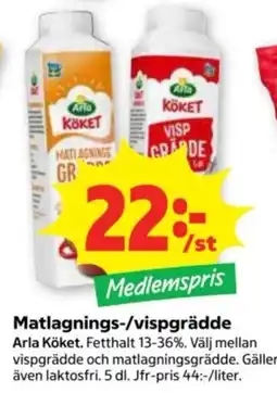 Stora Coop Arla Köket matlagnings-/vispgrädde erbjuda