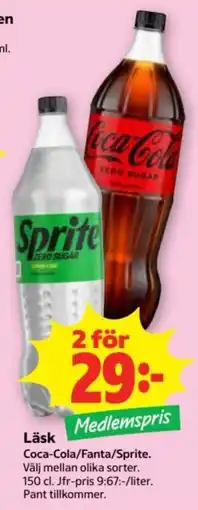 Stora Coop Läsk Coca-Cola/Fanta/Sprite erbjuda