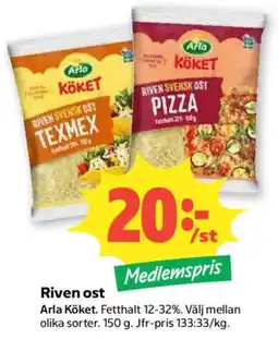 Coop Arla Köket Riven ost erbjuda