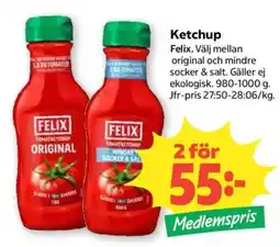 Coop Felix ketchup erbjuda