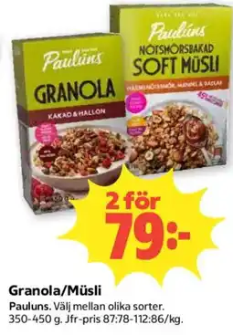 Coop Pauluns Granola/Müsli erbjuda