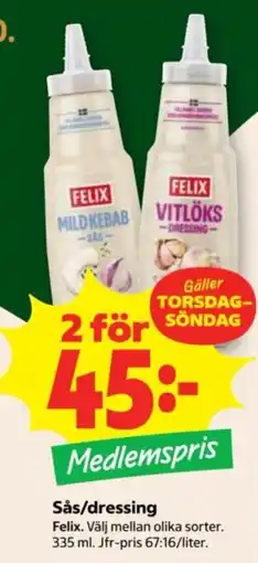 Stora Coop Felix Sås/dressing erbjuda