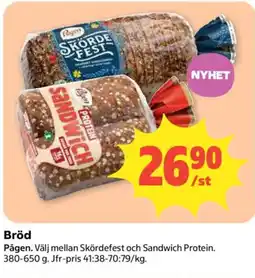 Coop Pågen sandwich protein erbjuda