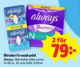 Stora Coop Always bindor/trosskydd erbjuda