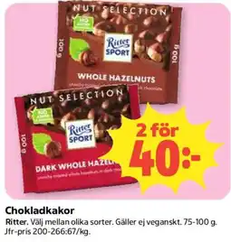 Coop Ritter chokladkakor erbjuda