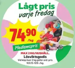 Stora Coop Lösviktsgodis, Medlemspris erbjuda