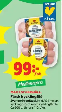 Stora Coop Färsk kycklingfilé, Medlemspris erbjuda