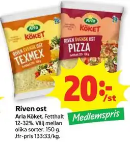 Stora Coop Riven ost, Medlemspris erbjuda