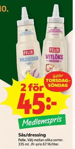 Stora Coop Sås/dressing, Medlemspris erbjuda