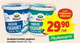 Stora Coop Grekisk/turkisk yoghurt, Medlemspris erbjuda