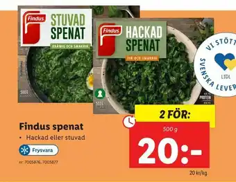 Lidl Findus spenat erbjuda